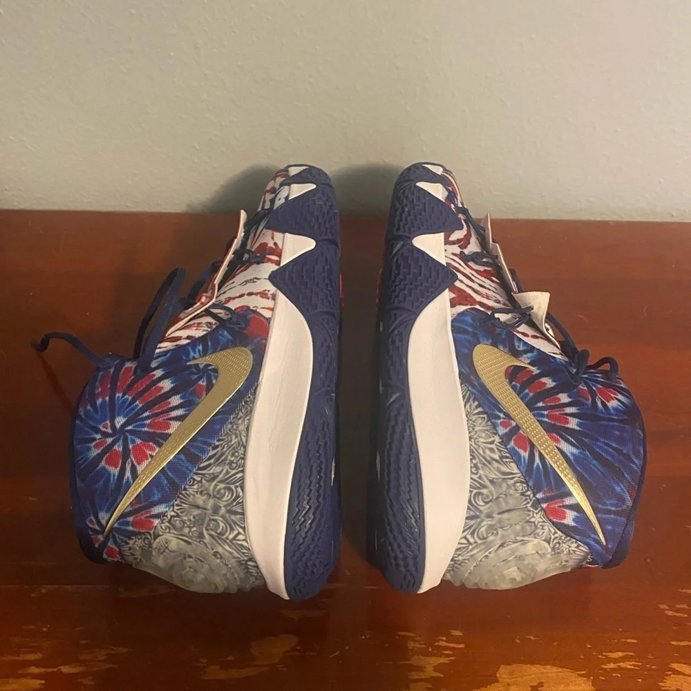 Nike Red, Blue, and Gold Athletic Shoes Nike Kyrie2